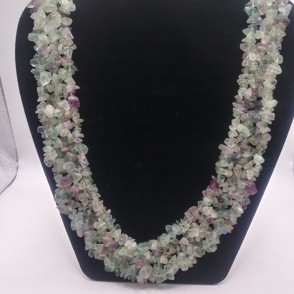 Amethyst and Aquamarine Wide Strand Chip Necklace - Picture 1 of 7